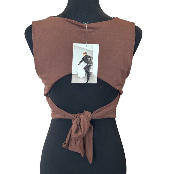 New ~ NAKED WARDROBE ~ Tie It Back Crop Top Size L - Picture 5 of 7